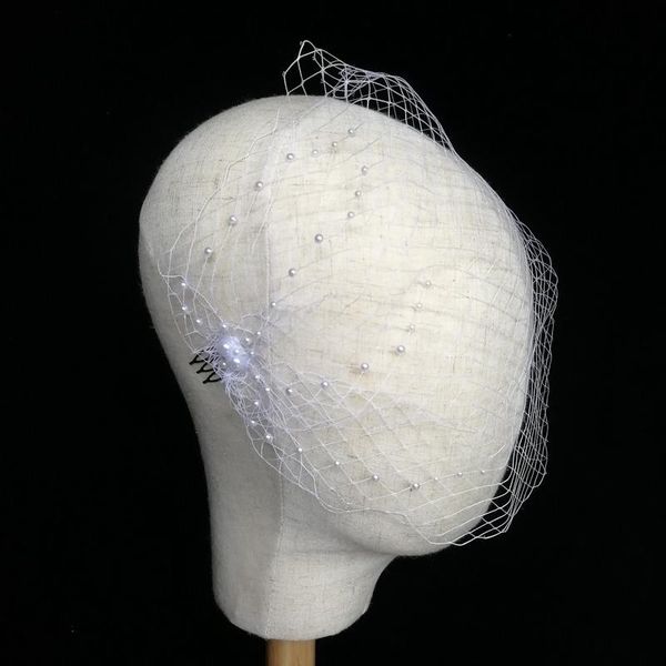 

bridal veils white birdcage veil bride pearls wedding accessories, Black