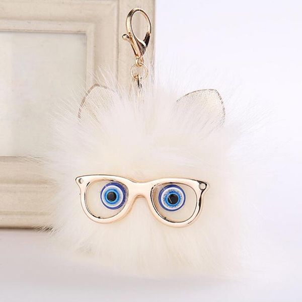 

keychains key ring pendant fur ball keychain oil plush chian for woman car bag keyring toys, Silver