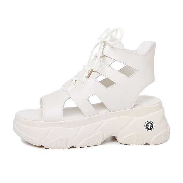 

sandals open-toe platform lace-up solid color women's shoes, Black