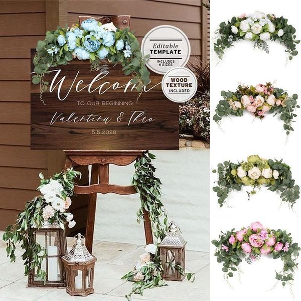 

decorative flowers & wreaths 1pc artificial wreath door threshold flower diy wedding home living room party pendant wall decor christmas gar