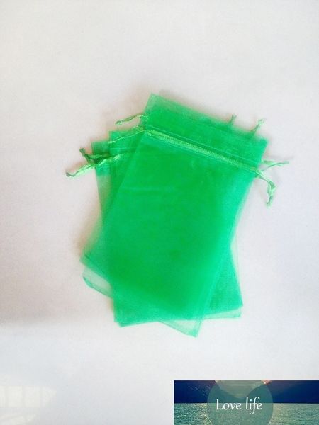 50 pcs Grass Green Organza Gift Bags 9x12cm Sacos de festa para mulheres eventos cordão jóias bolsa de exibição diy acessórios