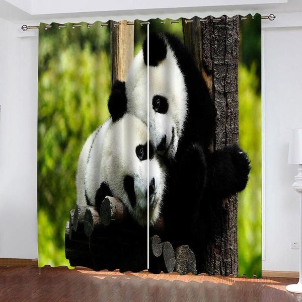 

curtain & drapes custom 3d digital printing curtains modern forest animal panda bedroom blackout sets home decoration