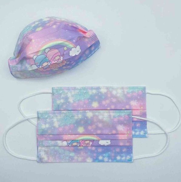 

luxury 3 layer 95%filtration efficiency children pretty binary star printing cartoon disposable face masks dustproof prevention