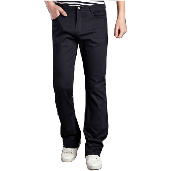 

men's pants casual flare slim white brown khaki black size 28-38 spring