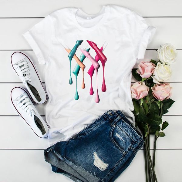 

women's t-shirt womens lady t shirt t-shirts women creative cute watercolor 3d casual short sleeve tees graphic female ladies, White
