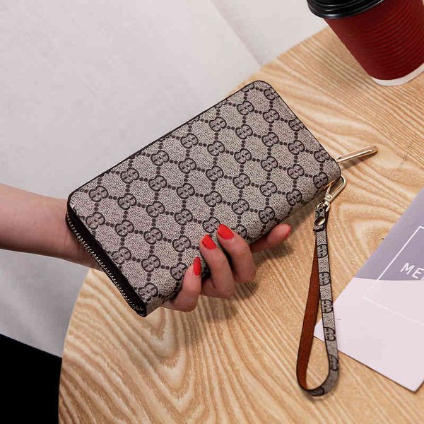 

classic large capacity printed single pull double wallet high-end versatile medium and long women's, Red;black