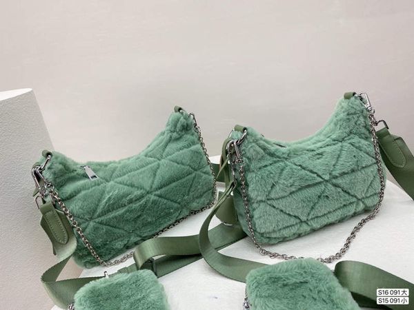 

2021 women baguette autumn new hlwyluck womne's shoulder bags solid plush crossbody-bags 5 colors famous luxury designers