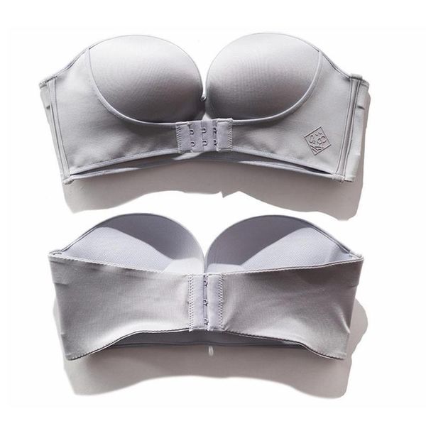 

bras lingerie backless brassiere seamless women underwear dress front push strapless bralette buckle wedding bra up l9l7, Red;black