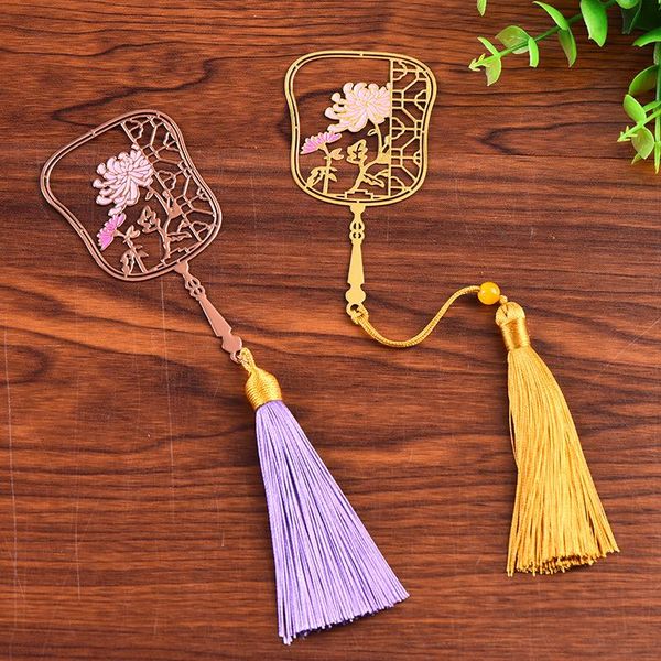 

bookmark plum, orchid, bamboo and chrysanthemum bookmarks metal sector tassel student teacher gift beautiful book accessories