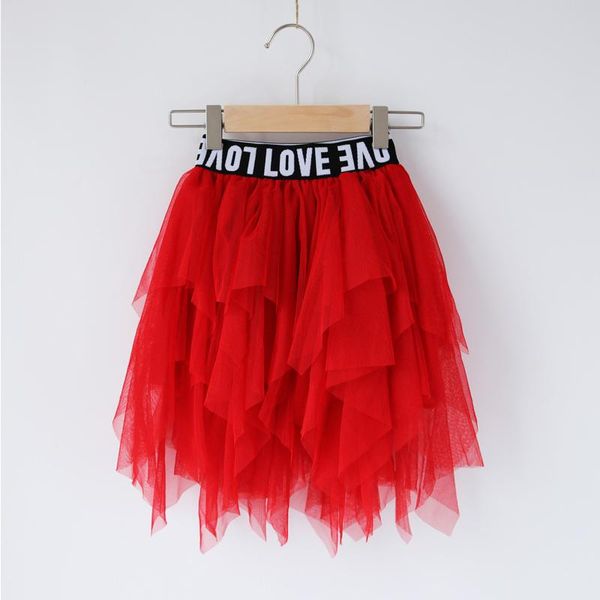

skirts spring summer girls tutu skirt baby layered kids children bottoms fashion solid mesh letter 3 to 12 yrs, Blue