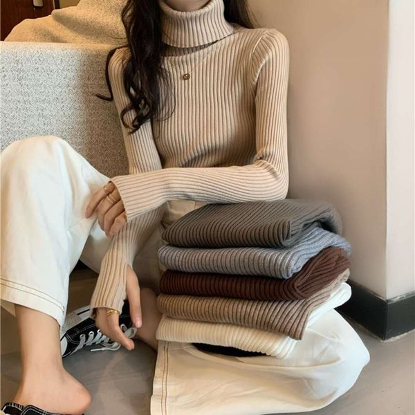 

women's thickened turtleneck sweater in the spring and autumn of 2021, White;black