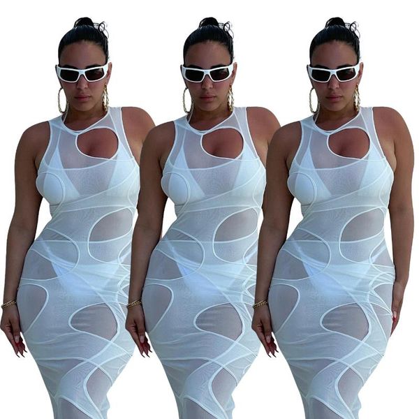 

women's swimwear cover up for women beach clothes long summer dress 2021 pure color tight solid polyester sierra surfer pareo, White;black