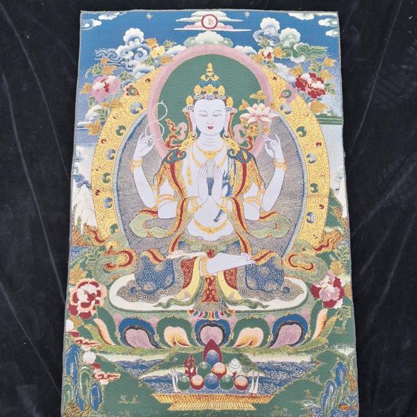 

other arts and crafts tibetan buddha thangka four-armed guanyin embroidery