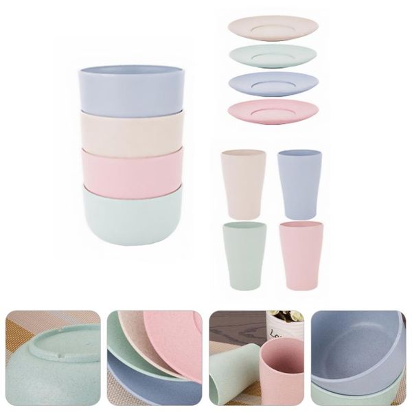 

4 sets of household serving bowl cup dish set festival gift kitchenware
