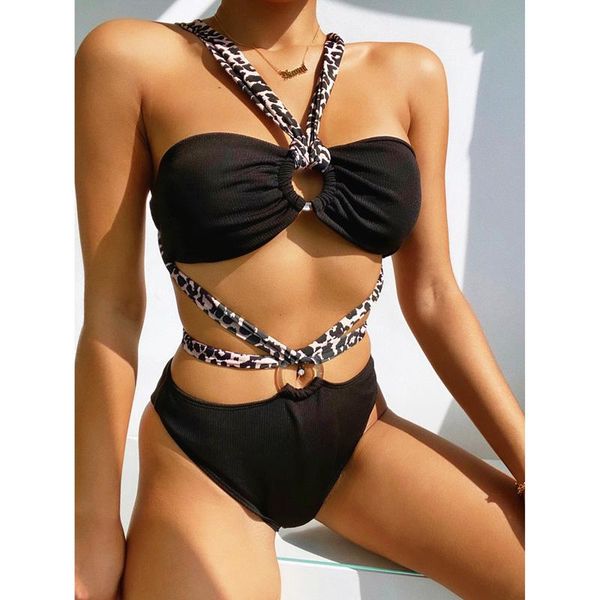 

new crossover design bikini push up swimsuits leopard women's swimwear 2021 brazilian bikini set biquini bathing suit women