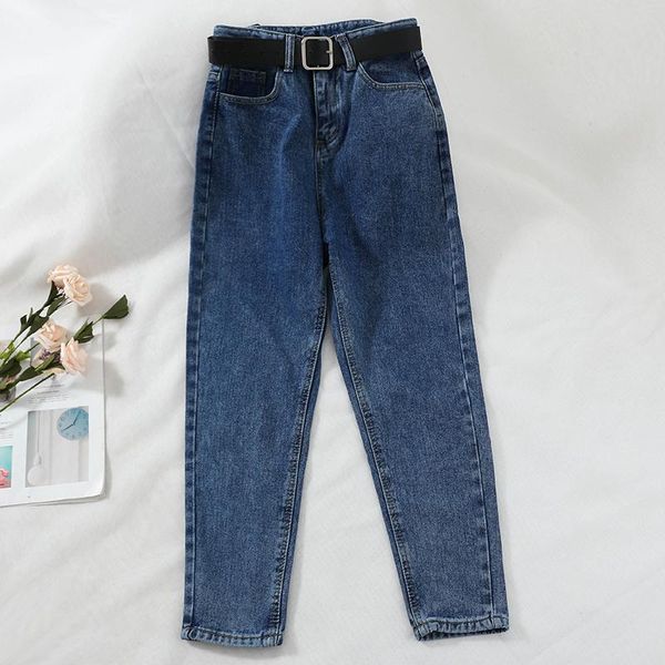 

women's jeans 2021 fashion retro loose high waist casual denim pants female harlan trousers, Blue