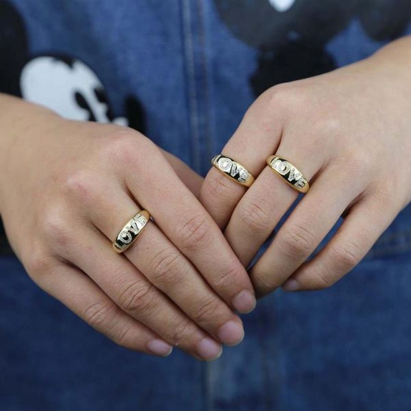 

wedding rings truelove coiuple jewelry fashion cute love ring bezel mini shiny cubic zircon 5a cz open adjustable charm, Slivery;golden