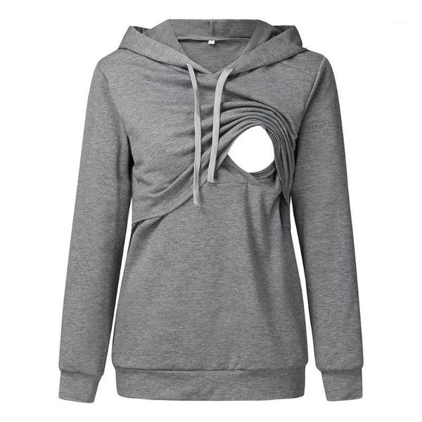 

female blouse maternity long sleeve hooded nursing breastfeeding pullover sweatshirt ladies girls 815 women's blouses & shirts, White