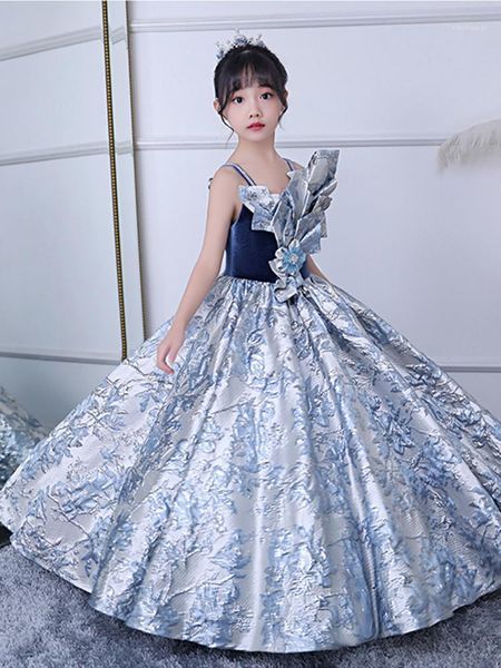 

girl's dresses luxury 3d floral flower girl dress for wedding spaghetti straps princess long robe kids pageant gowns dance performance, Red;yellow