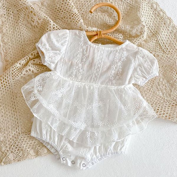 

baby girl short sleeve pure color romper summer children rompers kids baby girl clothes romper infant rompers, White