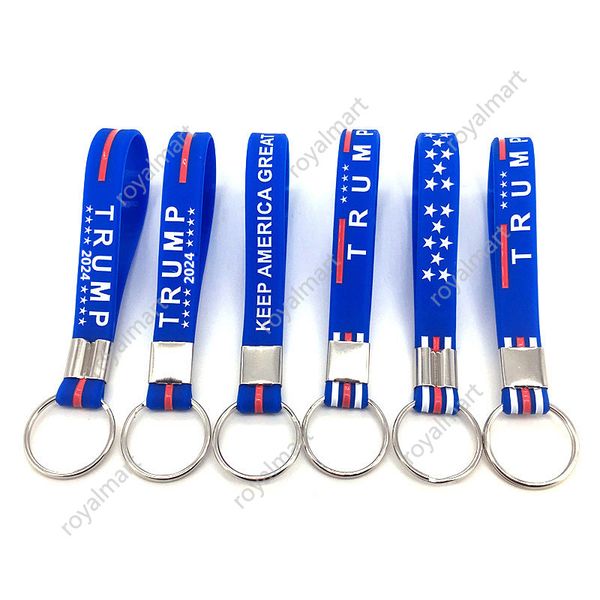 5 Stile Silikon Trump Schlüsselanhänger Partybevorzugung 2024 Amerikanische Wahl Schlüsselanhänger Keep America Great for President Wristband Schlüsselanhänger