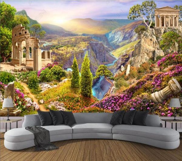 

wallpapers papel de parede garden valley landscape background wall 3d wallpaper,bedroom ktv bar mural decor