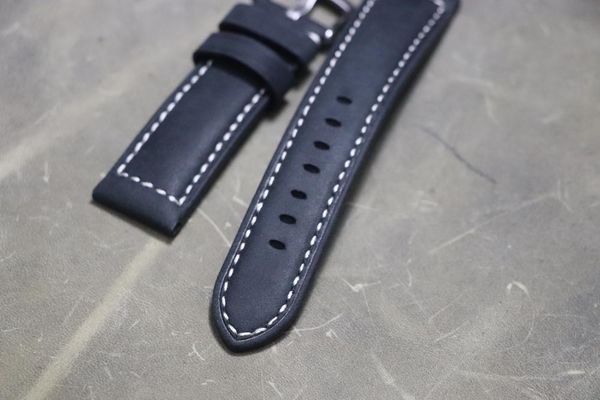 

watch bands 22mm 24mm handmade high-end retro black calf leather band strap with genuine straps belt, Black;brown
