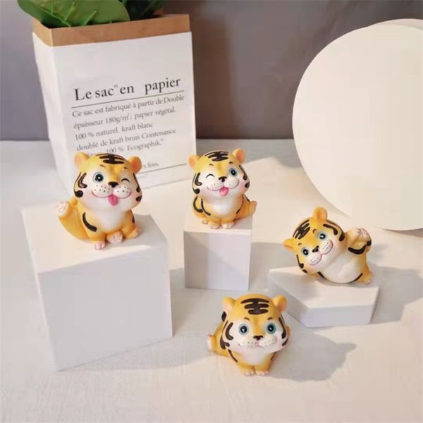 

year of the tiger resin little deskornaments cute blind box car tiger mascot