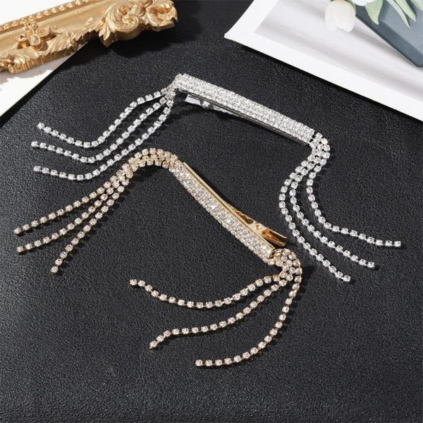 

hair clips & barrettes three row rhinestone crystal barrette gorgeous bling hairpin accessorie, Golden;silver