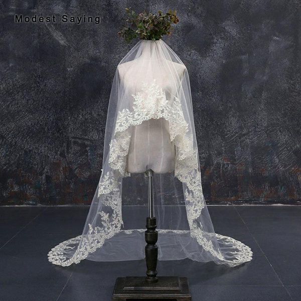 

bridal veils romantic ivory 3 m sequined lace wedding 2021 elegant church cathedral veil abiti da cerimonia sera, Black