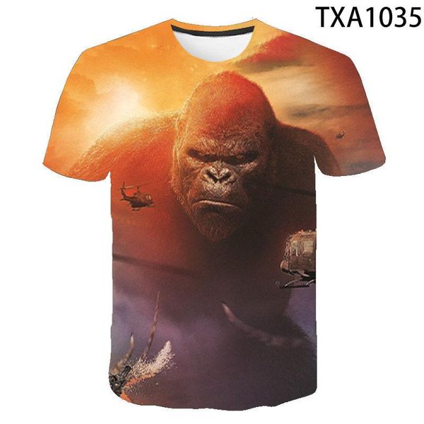 

men's t-shirts 2021 summer king kong 3d printed t shirt boy girl kids cool fashion streetwear men women children casual short sleeve, White;black