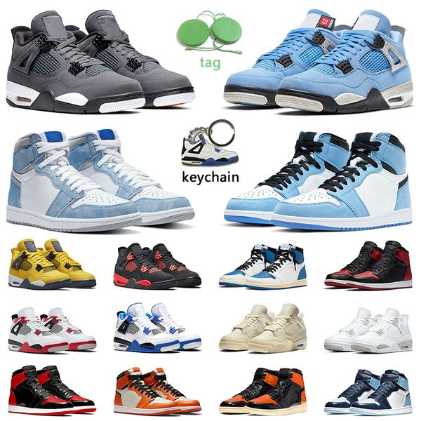

jumpman4s retro cool grey basketball shoes men women 4s university blue 1s men obsidian trainer sports sneakers, White;red