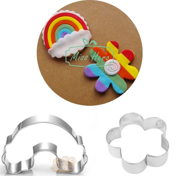 

baking moulds 1pcs patisserie rainbow flower stainless steel cookie cutter sugarcraft fondant cake tools biscuit mold bakeware pastry shop
