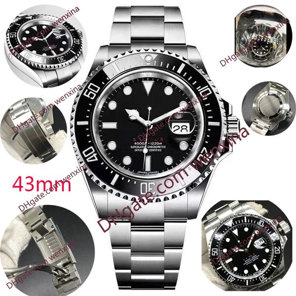 

luxury watch 43mm blue dial automatic 2813 stainless steel montre de luxe.slide the lock silver bracelet ceramic rim waterproof mens watches, Slivery;brown