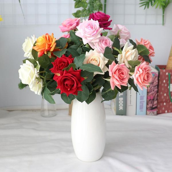

2 heads silk rose flower bridal bouquet diy wedding accessories artificial flowers for home party l decoration