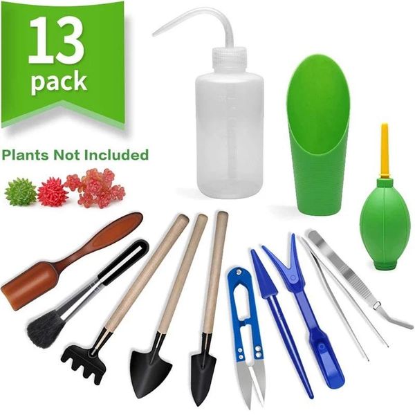 

planters & pots 13/14/15pcs mini garden transplanting hand tools planting flower outdoor miniature gardening bonsai use for succulents