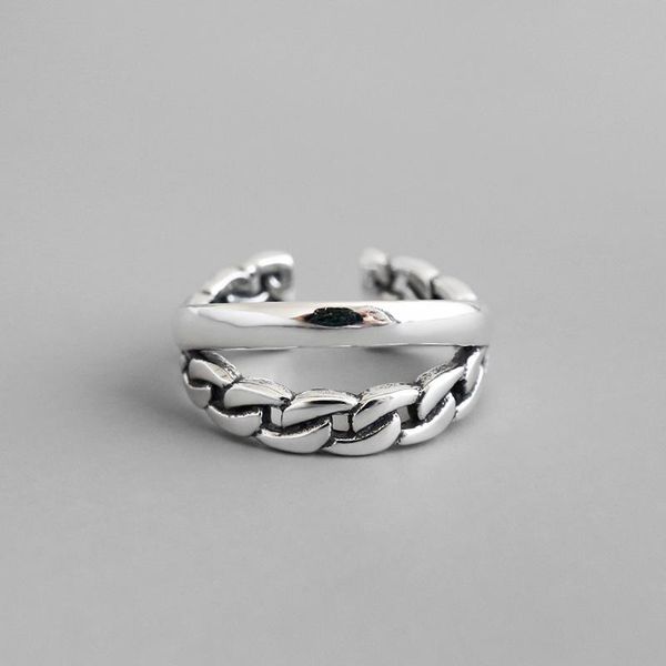 

cluster rings real 925 sterling silver chain for women accessaries, vintage double layered female ring party fine jewelry, Golden;silver