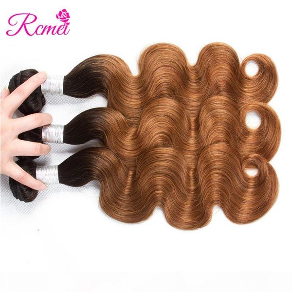 

rcmei brazilian human pre-colored hair extension 1b 30 two tone ombre hair body wave hair weaving 4 bundles deals, Black