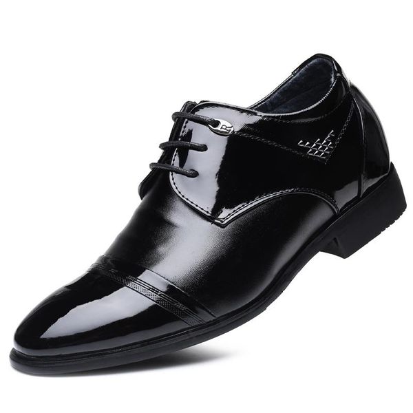 

dress shoes classic business men's rubber height increase 6cm fashion elegant formal men office leather, Black