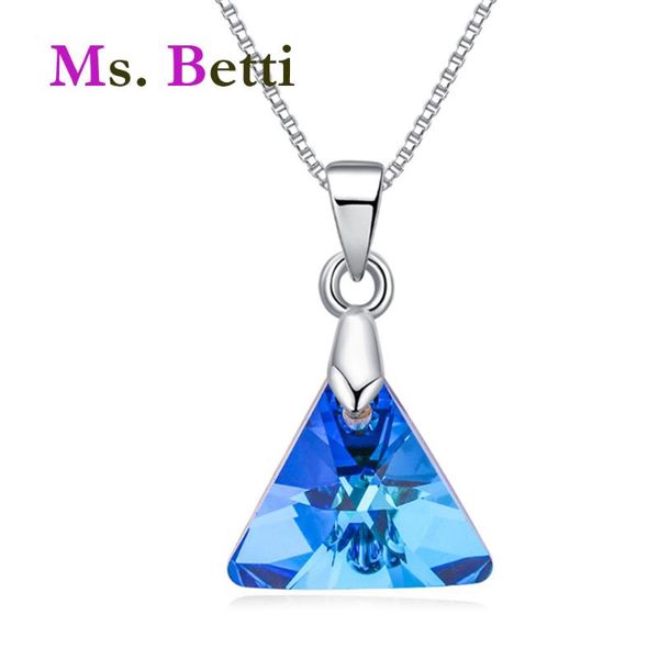 

pendant necklaces 2021 arrival charming triangle necklace with crystals from good for valentine's day gift joyas wholesale, Silver