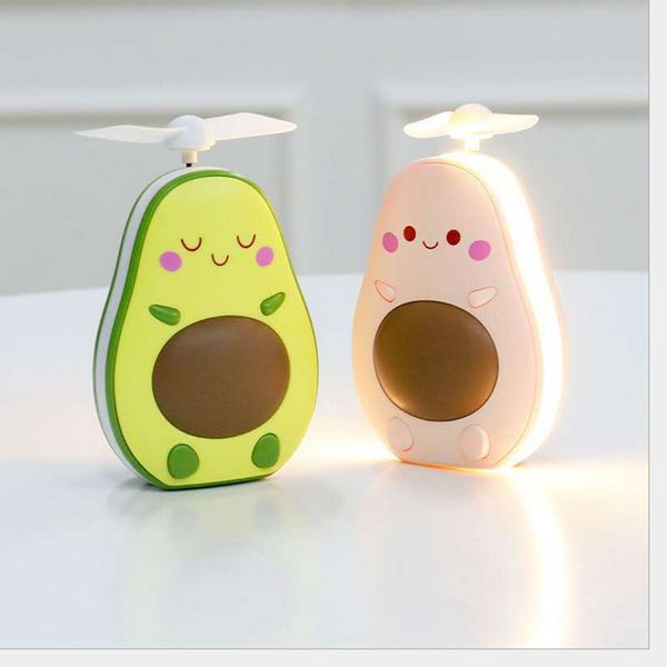 Neue seltsame Kinder-Cartoon-Spielzeug-Avocado-Handheld-USB-Aufladung Füll-Lichtspiegel Mini-Fan