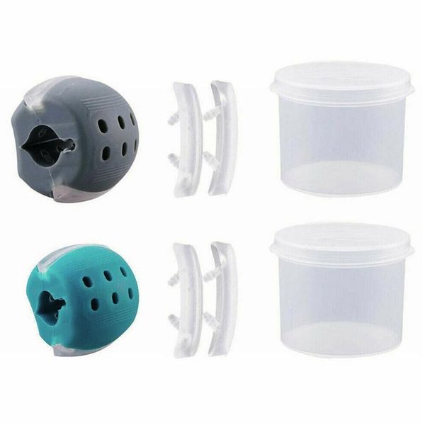 

2 set silica gel jaw line exercise ball fitness ball neck facial fitness jawr size jaw muscle trainer gray & cyan