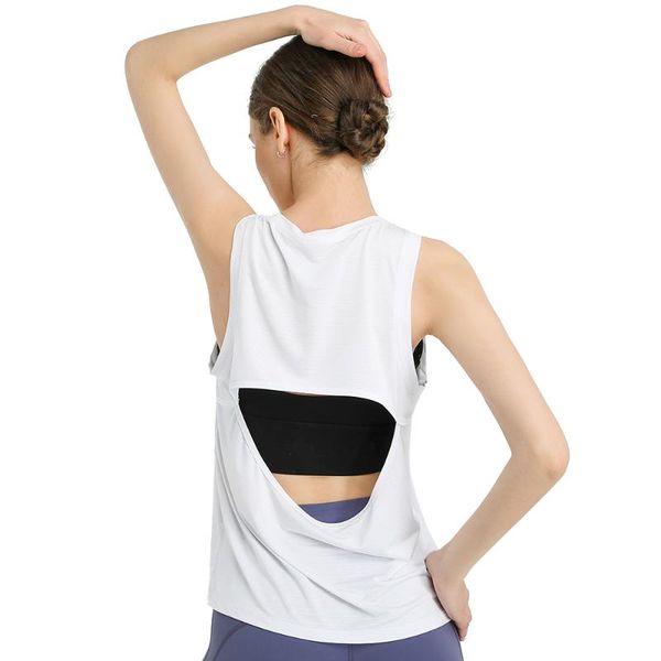

yoga outfit fitness women shirts sleeveless loose hollow workout running blouse sport t-shirts training sportswear casual