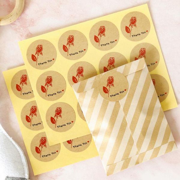 

gift wrap 120pcs 3.5cm made with love kraft seal stickers heart rose thank you paper label adhesive sticker baking accessories labels