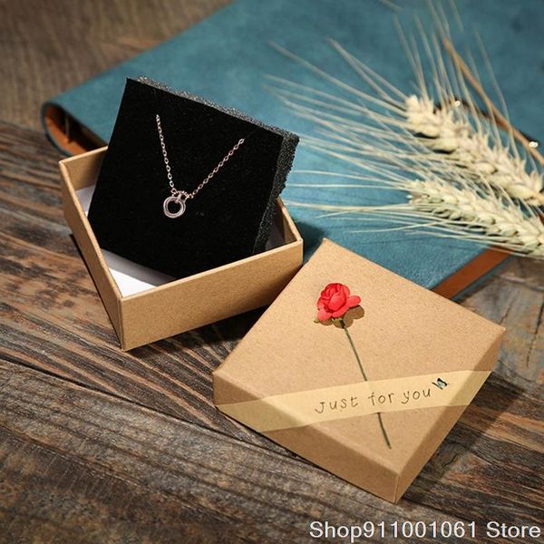 

wholesale gift paper box necklace jewelry packaging box creative rose flower jewelry