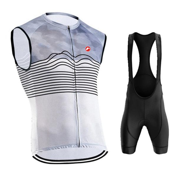 

racing sets 2021 pro team summer cycling jersey clothing bicycle vest mtb bike downhill breathable quick dry shirt men sleeveless set, Black;blue