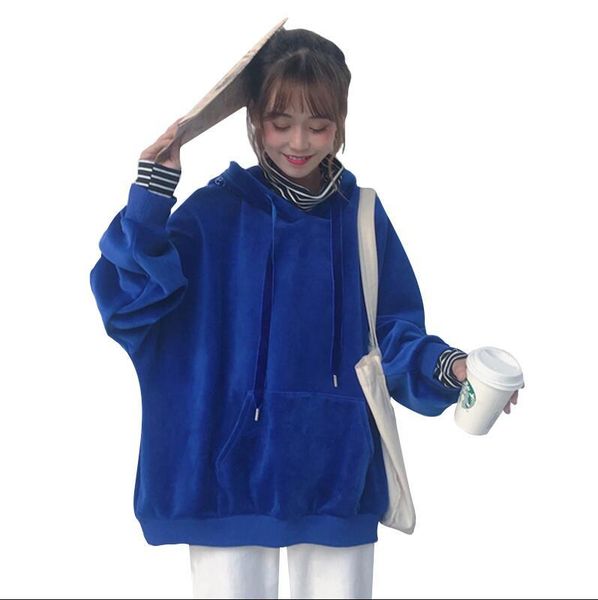 

women's hoodies & sweatshirts autumn and winter loose letters embroidered patchwork turtleneck thick hooded sweatshirt, Black