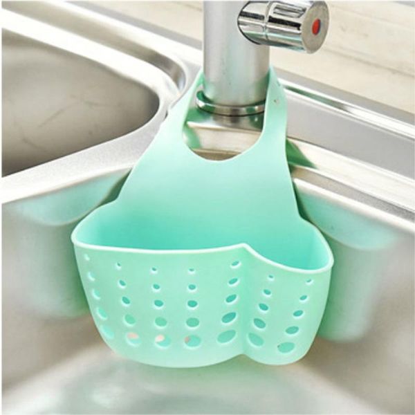 

home kitchen sink storage baskets hanging strainer sponge holder adjustable snap button type faucet storage baskets