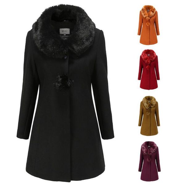 

women's wool & blends jiak korean style solid woman short jacket liner female coats with fur plus size ladies parkas for women outerwea, Black