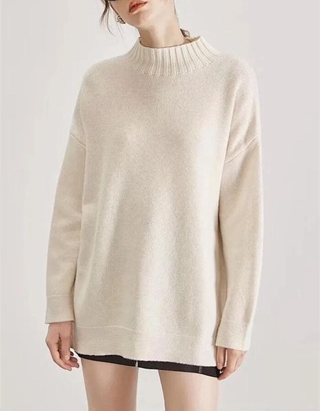 

women's sweaters women half turtleneck knitted sweater all-match long sleeve loose ladies knitwear pullover female jumpers 2021 autumn, White;black